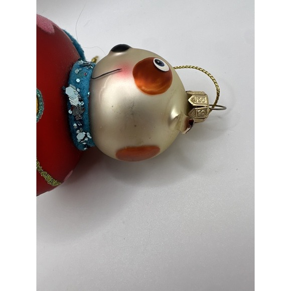 VTG Glass Puppy Dog Christmas Ornament Red Glitter Sweater Heart Bone Design - Picture 6 of 11